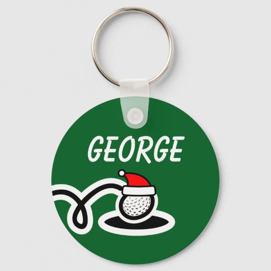Personalized Christmas golf ball keychain gift (Voorkant)