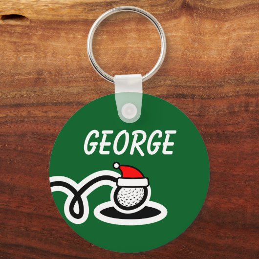 Personalized Christmas golf ball keychain gift (Voorkant)