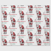 Personalized Christmas Golf Golfer Santa Claus  Cadeaupapier (Vlak)