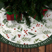 Personalized Christmas Greenery & Red Berries Kerstboom Rok