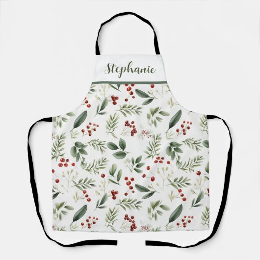 Personalized Christmas Greenery & Red Berries Schort (Voorkant)