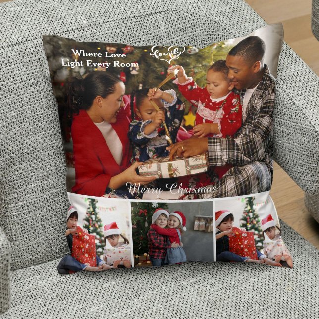 Personalized Christmas Holiday Family Photo Gift Kussen (Creator heeft geüpload)