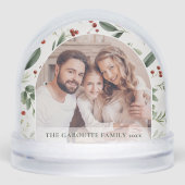 Personalized Christmas Holiday Greenery Photo Sneeuwbol (Voorkant)