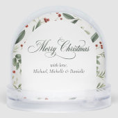 Personalized Christmas Holiday Greenery Photo Sneeuwbol (Achterkant)