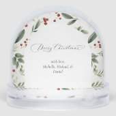 Personalized Christmas Holiday Greenery Photo Sneeuwbol (Achterkant)