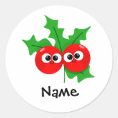 Personalized Christmas Holly Custom Name Holiday Ronde Sticker (Voorkant)