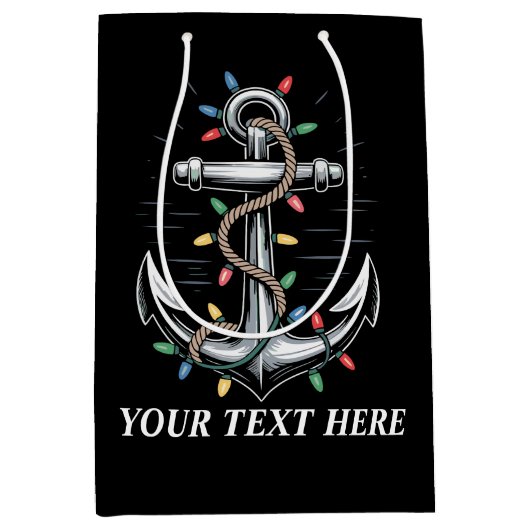 Personalized Christmas Lights Boating Sailing  Medium Cadeauzakje (Voorkant)