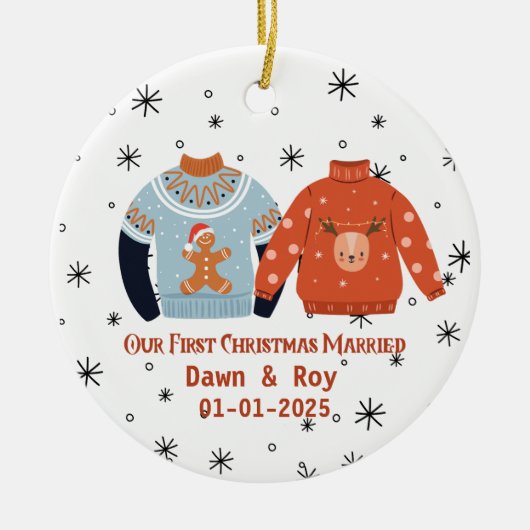 Personalized Christmas Married Ornament, Custom  Keramisch Ornament (Voorkant)