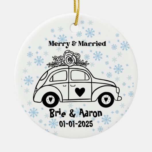 Personalized Christmas Married Ornament, Custom Keramisch Ornament (Voorkant)