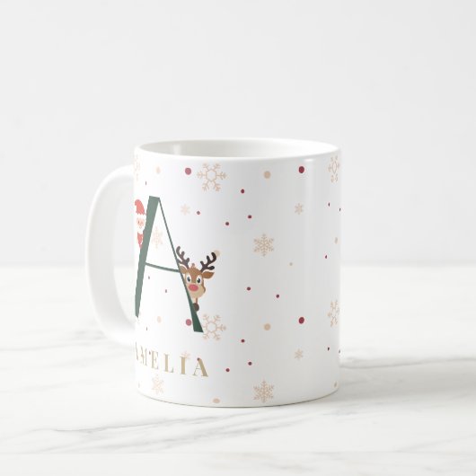 Personalized Christmas Monogram A Mug Koffiemok (Voorkant links)