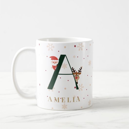 Personalized Christmas Monogram A Mug Koffiemok (Links)