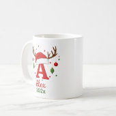 Personalized Christmas Monogram A Santa Hat Koffiemok (Voorkant links)