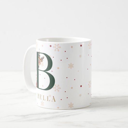 Personalized Christmas Monogram B Mug Koffiemok (Voorkant links)
