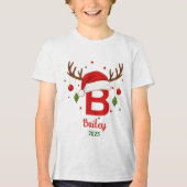 Personalized Christmas Monogram B Santa Hat Tri-Blend Shirt (Voorkant)