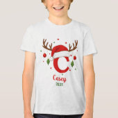 Personalized Christmas Monogram C Santa Hat Tri-Blend Shirt (Voorkant)
