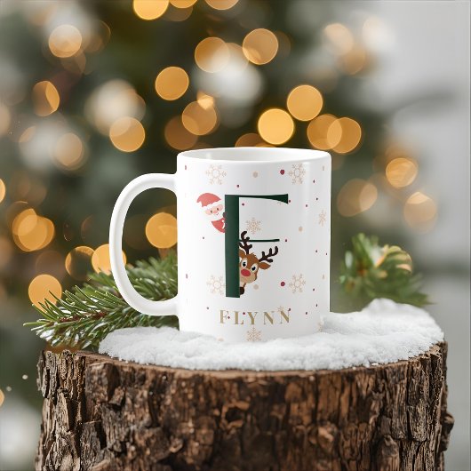 Personalized Christmas Monogram F Mug Koffiemok