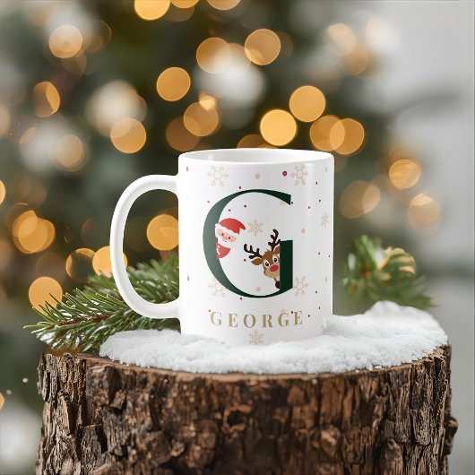 Personalized Christmas Monogram G Mug Koffiemok