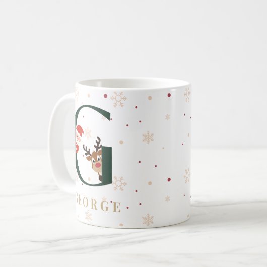 Personalized Christmas Monogram G Mug Koffiemok (Voorkant links)