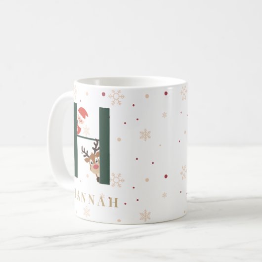 Personalized Christmas Monogram H Mug Koffiemok (Voorkant links)