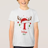 Personalized Christmas Monogram I Santa Hat Tri-Blend Shirt (Voorkant)