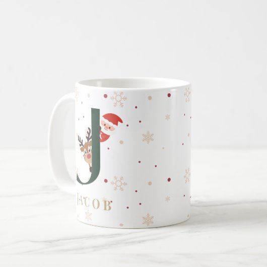 Personalized Christmas Monogram J Mug Koffiemok (Voorkant links)