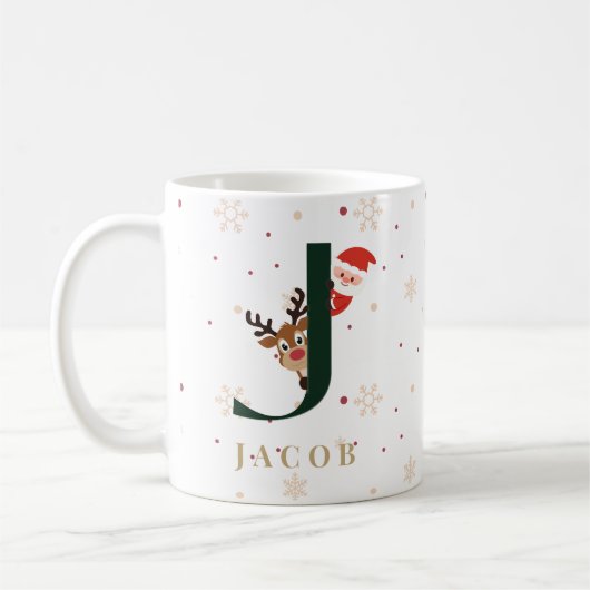 Personalized Christmas Monogram J Mug Koffiemok (Links)