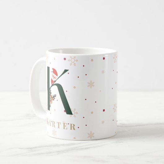 Personalized Christmas Monogram K Mug Koffiemok (Voorkant links)