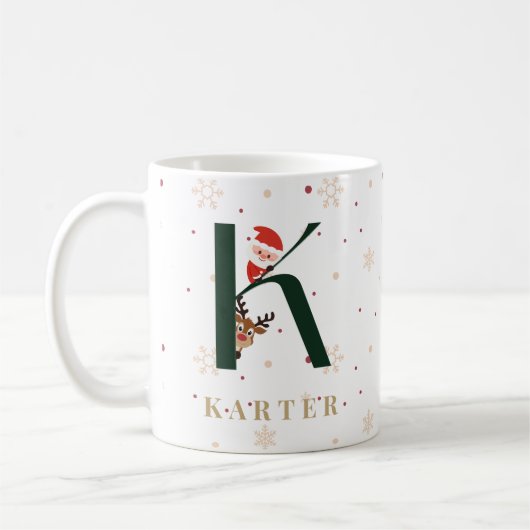 Personalized Christmas Monogram K Mug Koffiemok (Links)