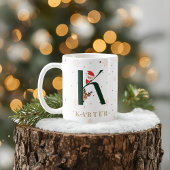Personalized Christmas Monogram K Mug Koffiemok