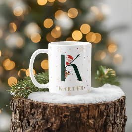 Personalized Christmas Monogram K Mug Koffiemok