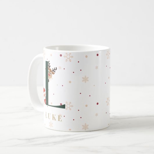 Personalized Christmas Monogram L Mug Koffiemok (Voorkant links)