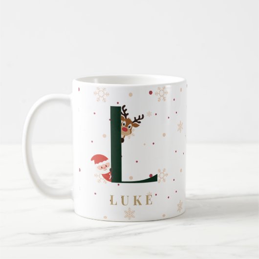 Personalized Christmas Monogram L Mug Koffiemok (Links)