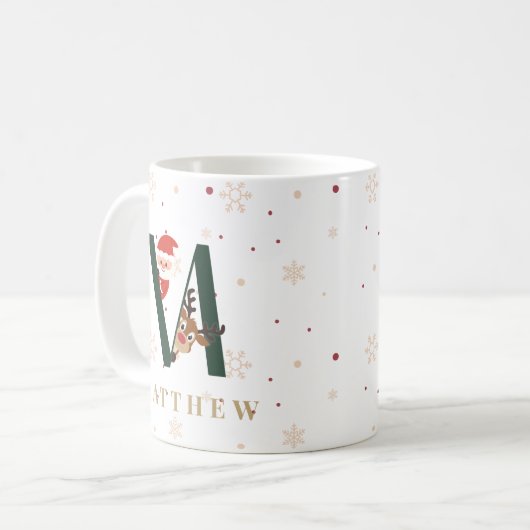 Personalized Christmas Monogram M Mug Koffiemok (Voorkant links)