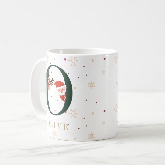 Personalized Christmas Monogram O Mug Koffiemok (Voorkant links)