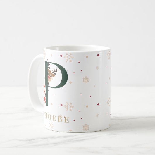 Personalized Christmas Monogram P Mug Koffiemok (Voorkant links)