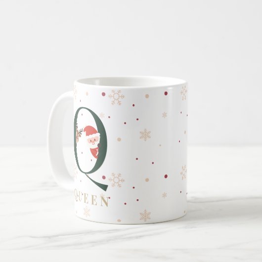 Personalized Christmas Monogram Q Mug Koffiemok (Voorkant links)