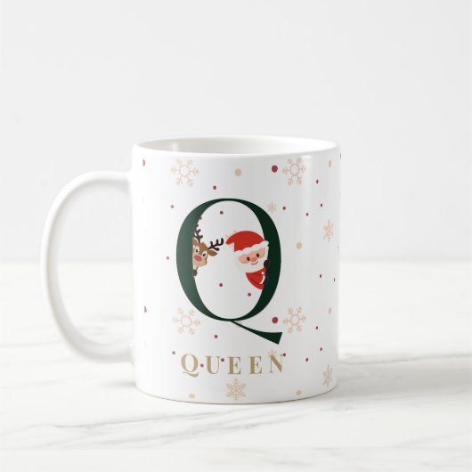 Personalized Christmas Monogram Q Mug Koffiemok (Links)