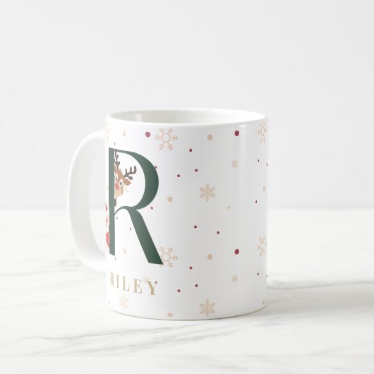 Personalized Christmas Monogram R Mug Koffiemok (Voorkant links)
