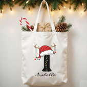 Personalized Christmas Monogram Tote Bag for Her