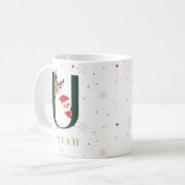 Personalized Christmas Monogram U Mug Koffiemok (Voorkant links)