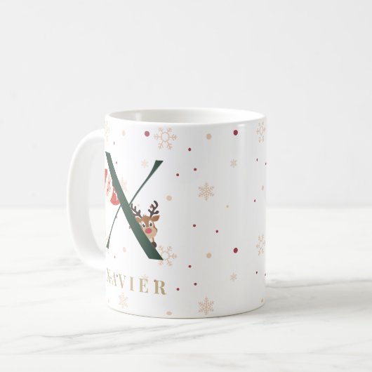 Personalized Christmas Monogram X Mug Koffiemok (Voorkant links)