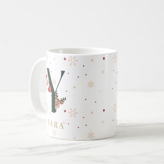 Personalized Christmas Monogram Y Mug Koffiemok (Voorkant links)