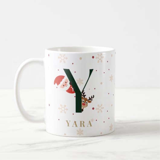 Personalized Christmas Monogram Y Mug Koffiemok (Links)