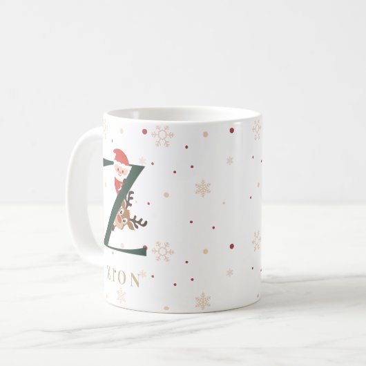 Personalized Christmas Monogram Z Mug Koffiemok (Voorkant links)