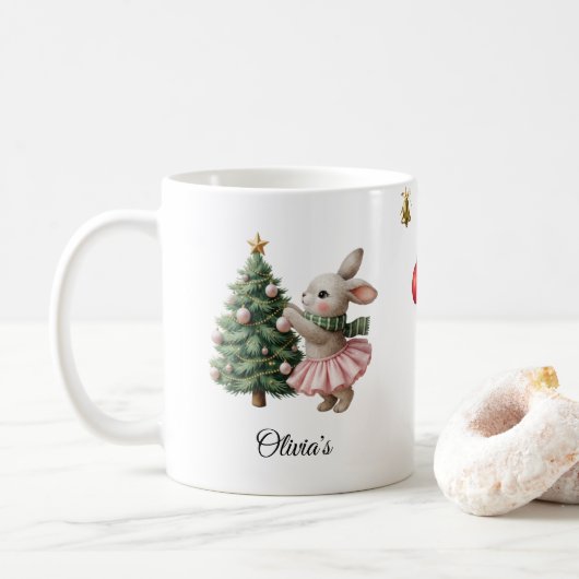 Personalized Christmas Mug Custom Name Holiday Cup Koffiemok (Met donut)