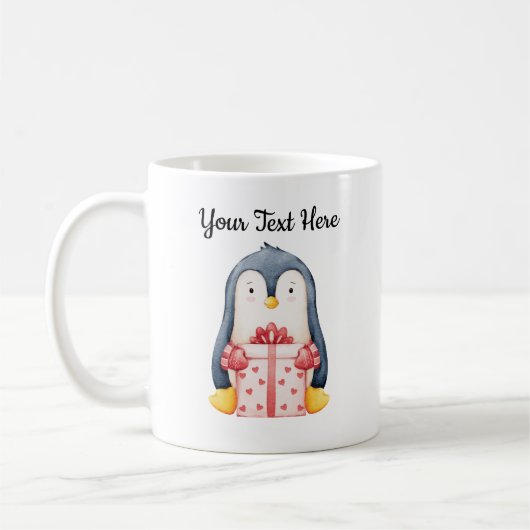 Personalized Christmas Mug With A Cute Penguin  Koffiemok (Links)