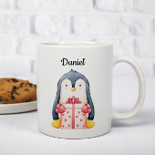 Personalized Christmas Mug With A Cute Penguin  Koffiemok