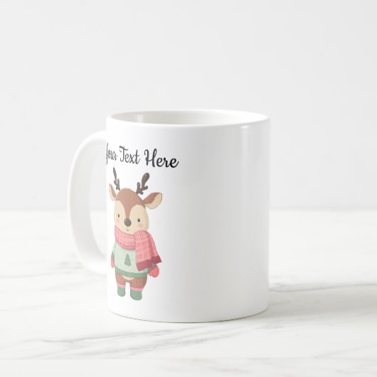 Personalized Christmas Mug With A Cute Reindeer Koffiemok (Voorkant links)