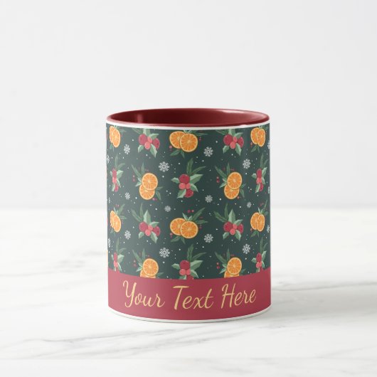 Personalized Christmas Mug with Oranges and Holly Mok (Midden)