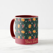 Personalized Christmas Mug with Oranges and Holly Mok (Voorkant links)